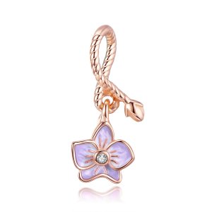 Charm Pendente Orquídea estilo Pandora Rose - BSC287 Charm Pendente Orquídea estilo Pandora Rose - BSC287