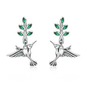 Brincos Petit Saudações dos colibris estilo Pandora - SCE464