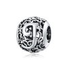 Charm Flores com orifícios, letra J estilo Pandora - SCC1444-J Charm Flores com orifícios, letra J estilo Pandora - SCC1444-J