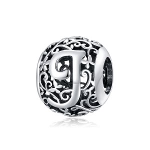 Charm Flores com orifícios, letra J estilo Pandora - SCC1444-J