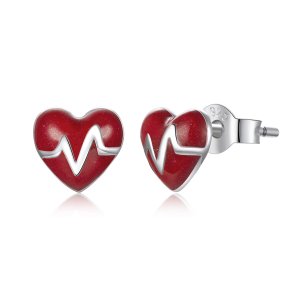 Brincos Petit Anjo de branco Love Heartbeat estilo Pandora - SCE968