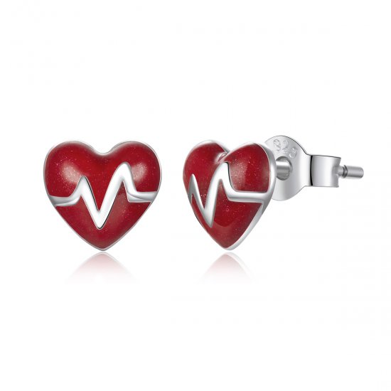 Brincos Petit Anjo de branco Love Heartbeat estilo Pandora - SCE968  Clique na imagem para fechar