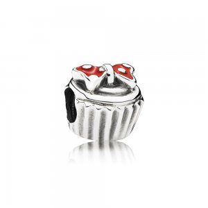 Charm Pandora de prata Disney, Cupcake Minnie Charm Pandora de prata Disney, Cupcake Minnie
