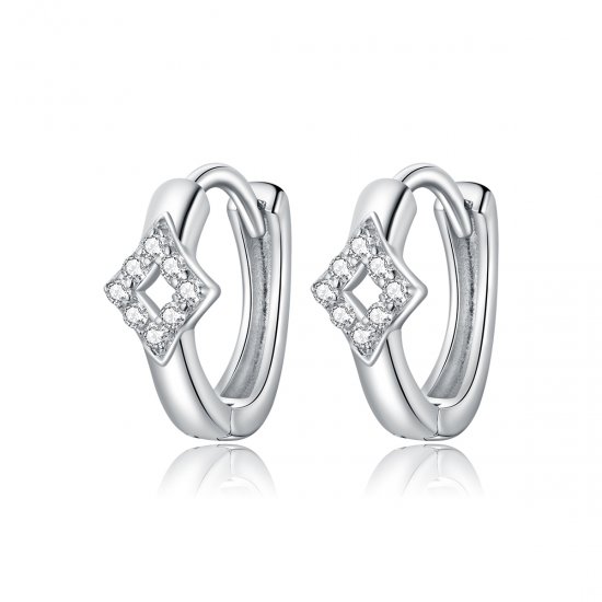 Brinco Argolas Diamante brilhante estilo Pandora - SCE1048  Clique na imagem para fechar