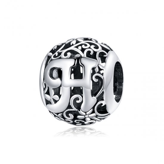Charm Flores com orifícios, letra H estilo Pandora - SCC1444-H  Clique na imagem para fechar
