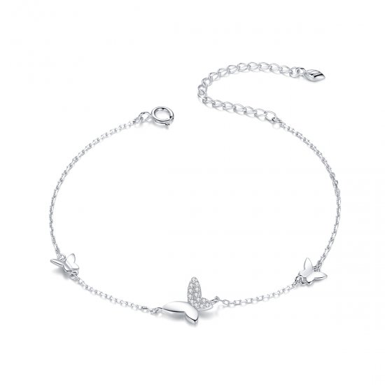 Pulseira Borboletas Cercadas estilo Pandora - SCB197  Clique na imagem para fechar