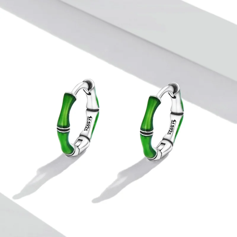 (imagem para) Pandora Style Bamboo Hoop Earrings - SCE1350 - Visualizar 2