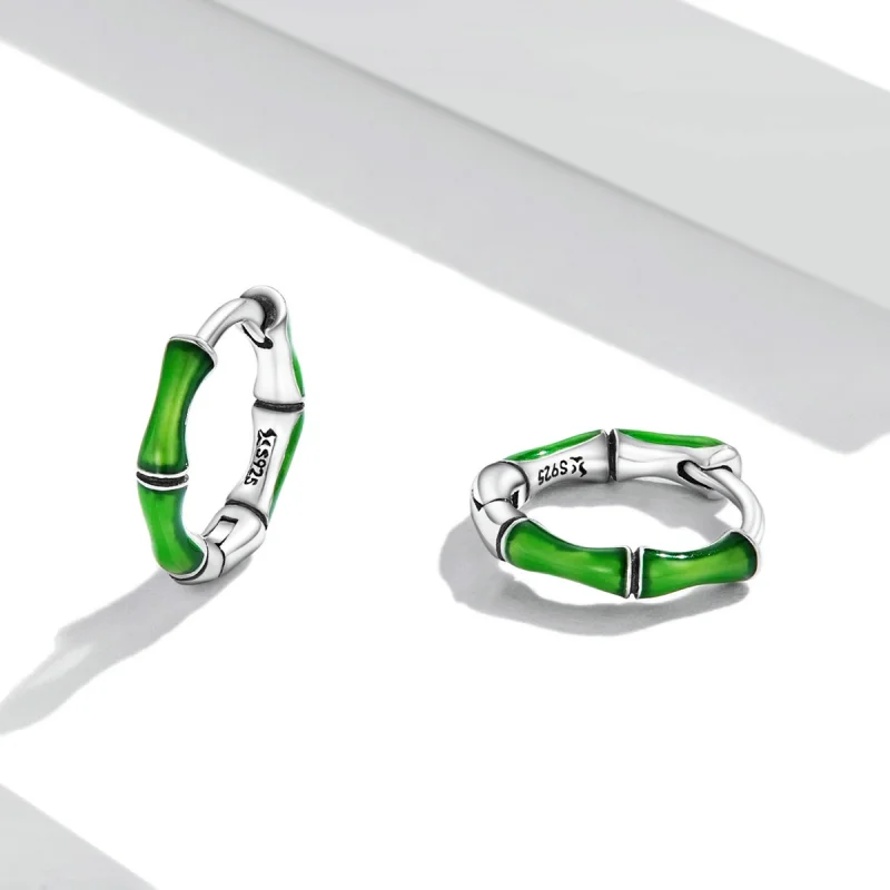 (imagem para) Pandora Style Bamboo Hoop Earrings - SCE1350 - Visualizar 3