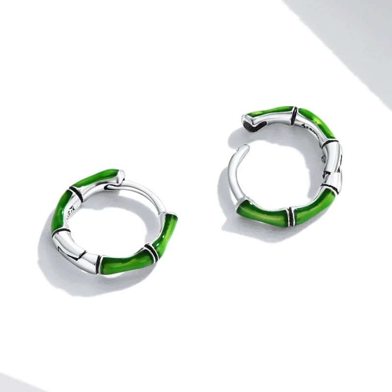 (imagem para) Pandora Style Bamboo Hoop Earrings - SCE1350 - Visualizar 4