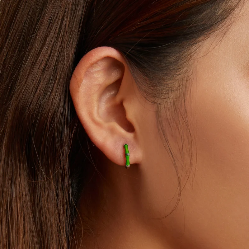 (imagem para) Pandora Style Bamboo Hoop Earrings - SCE1350 - Visualizar 5