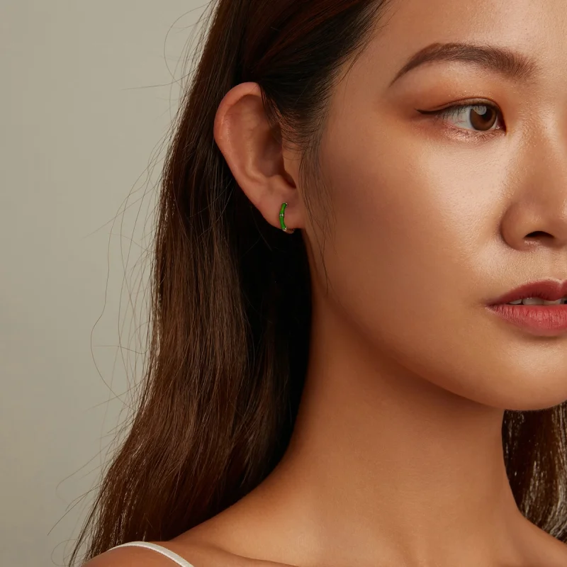 (imagem para) Pandora Style Bamboo Hoop Earrings - SCE1350 - Visualizar 8