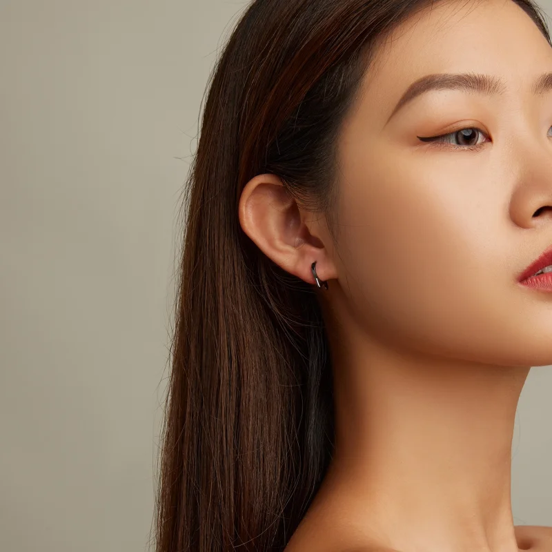 (imagem para) Pandora Style Black Cat Ears Hoop Earrings - SCE1515 - Visualizar 5