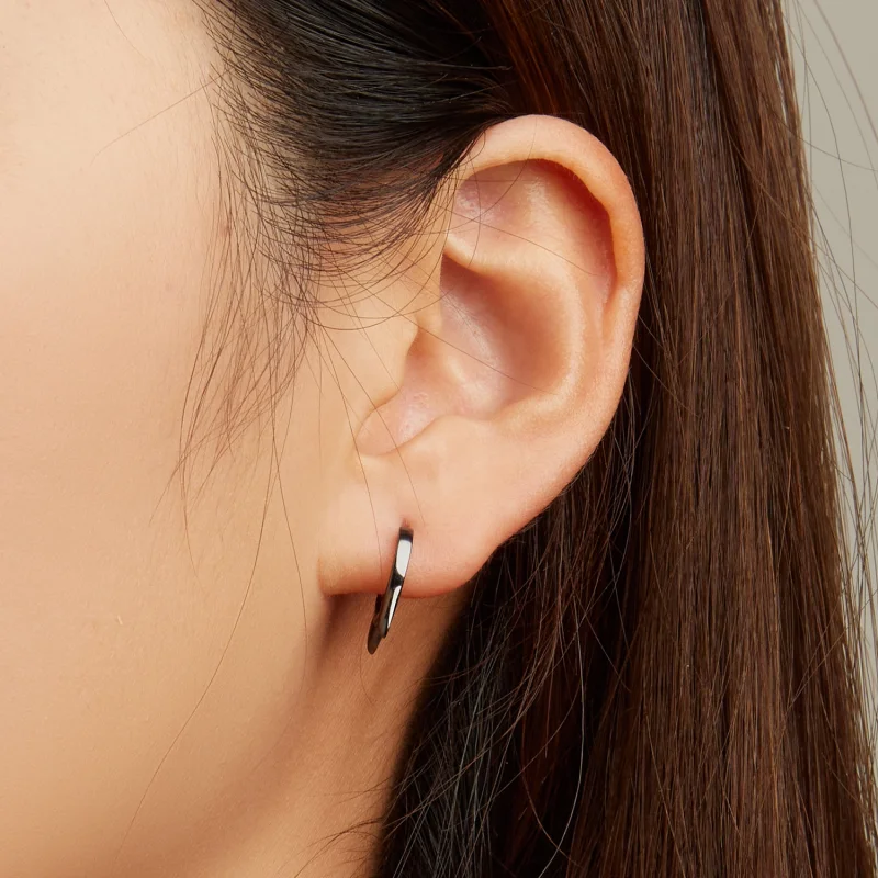 (imagem para) Pandora Style Black Cat Ears Hoop Earrings - SCE1515 - Visualizar 6