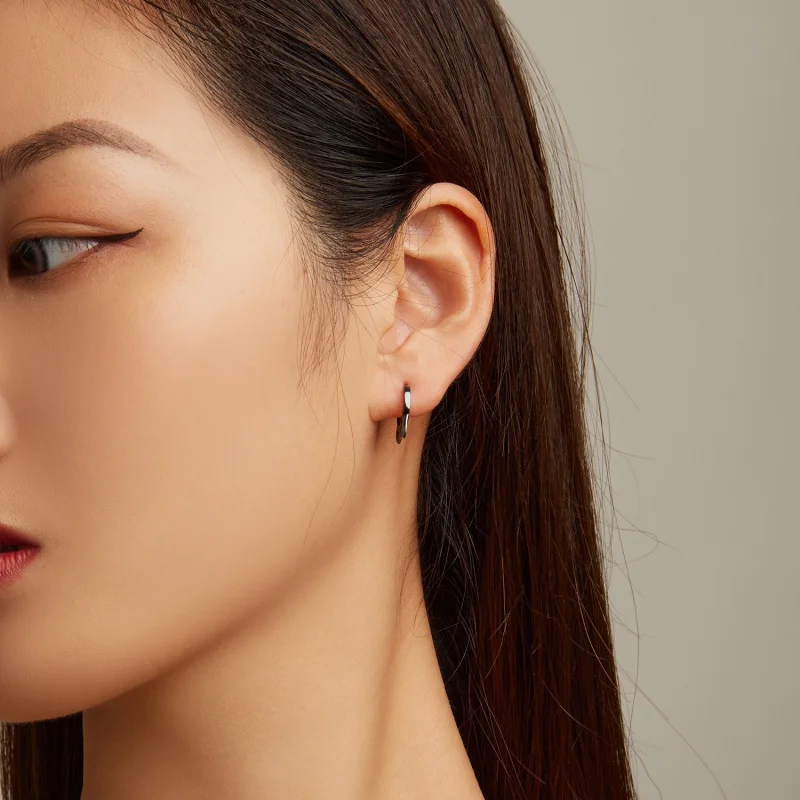 (imagem para) Pandora Style Black Cat Ears Hoop Earrings - SCE1515 - Visualizar 8