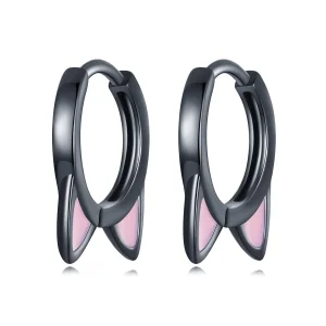 (imagem para) Pandora Style Black Cat Ears Hoop Earrings - SCE1515