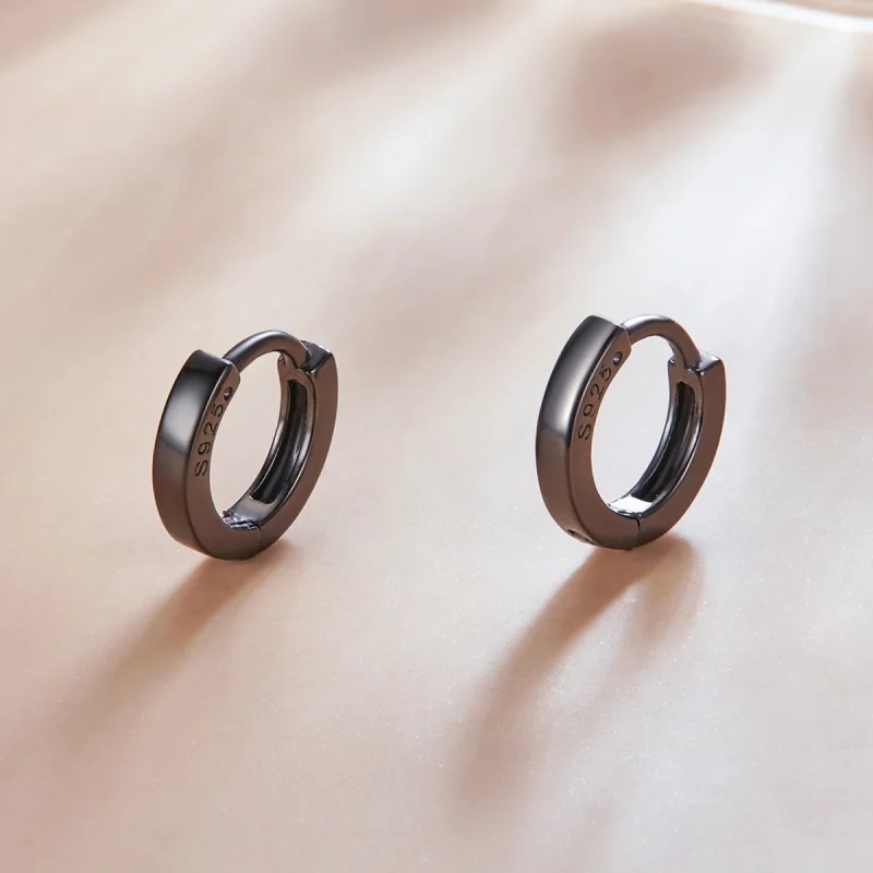 (imagem para) Pandora Style Black Gold Hoop Earrings - SCE1230 - Visualizar 2
