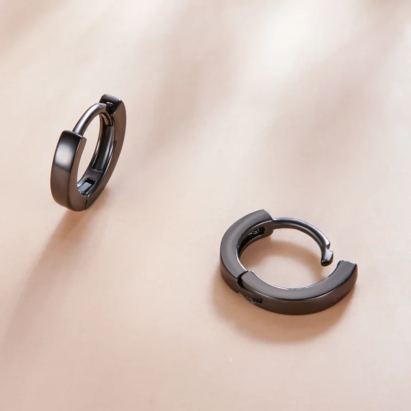 (imagem para) Pandora Style Black Gold Hoop Earrings - SCE1230 - Visualizar 3