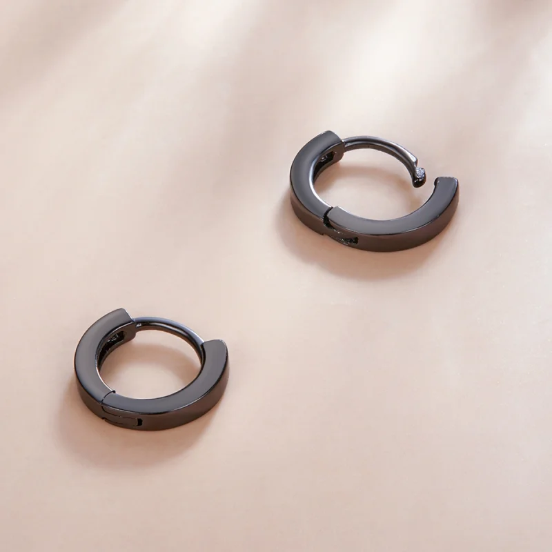 (imagem para) Pandora Style Black Gold Hoop Earrings - SCE1230 - Visualizar 4