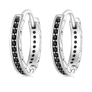 (imagem para) Pandora Style Black Zircon Hoop Earrings - SCE1522
