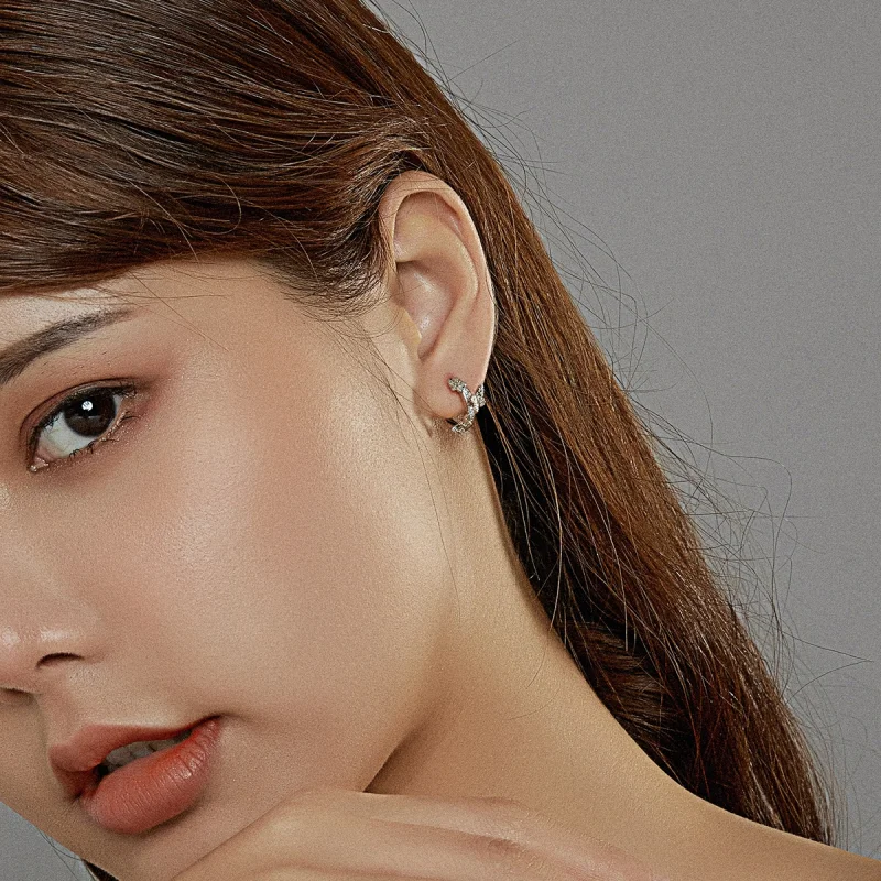 (imagem para) Pandora Style Butterflies Flying Hoop Earrings - BSE445 - Visualizar 7