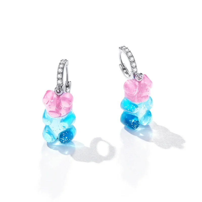 (imagem para) Pandora Style Candy Bear Hoop Earrings - SCE1388 - Visualizar 2
