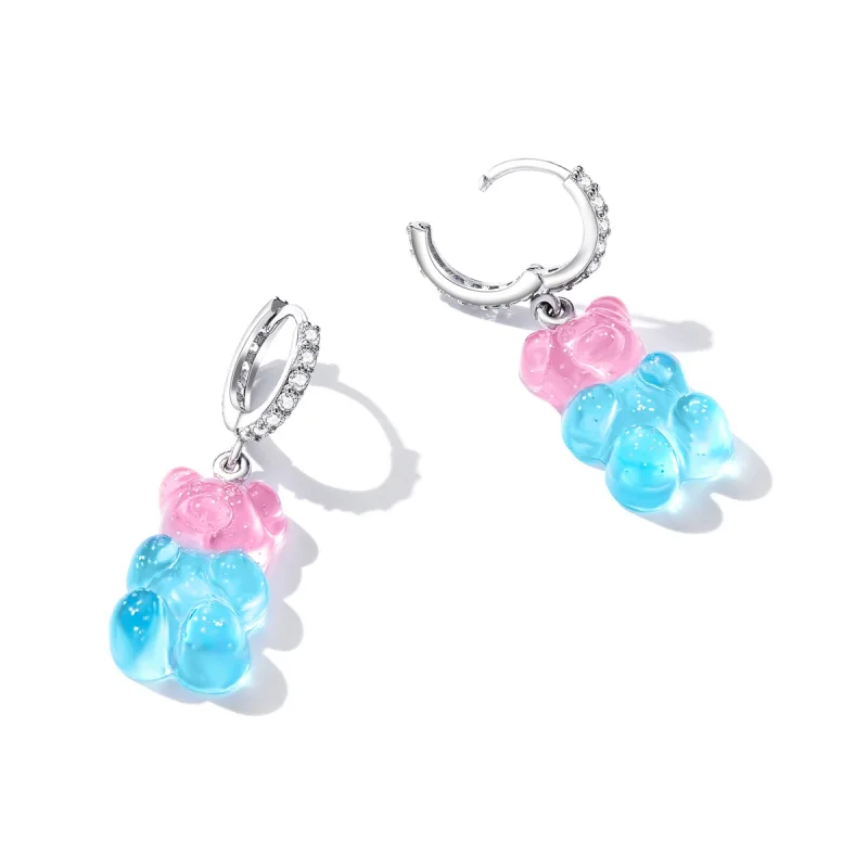 (imagem para) Pandora Style Candy Bear Hoop Earrings - SCE1388 - Visualizar 3