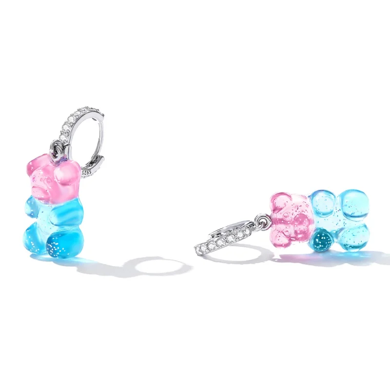 (imagem para) Pandora Style Candy Bear Hoop Earrings - SCE1388 - Visualizar 4