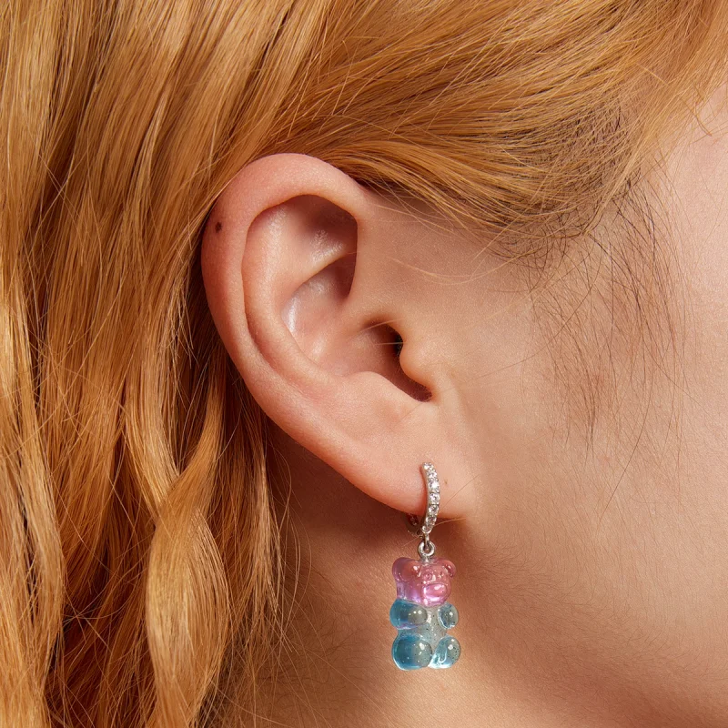 (imagem para) Pandora Style Candy Bear Hoop Earrings - SCE1388 - Visualizar 5
