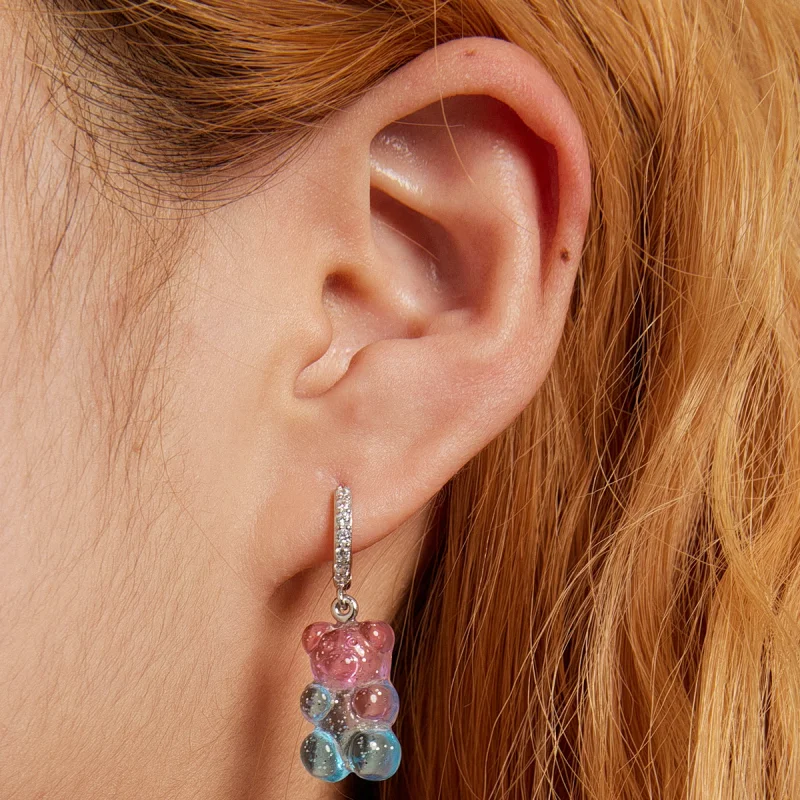 (imagem para) Pandora Style Candy Bear Hoop Earrings - SCE1388 - Visualizar 6