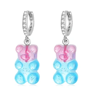 (imagem para) Pandora Style Candy Bear Hoop Earrings - SCE1388