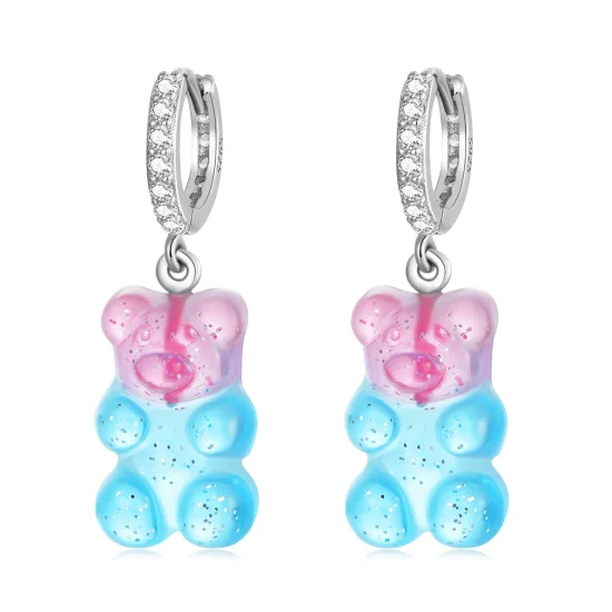 (imagem para) Pandora Style Candy Bear Hoop Earrings - SCE1388