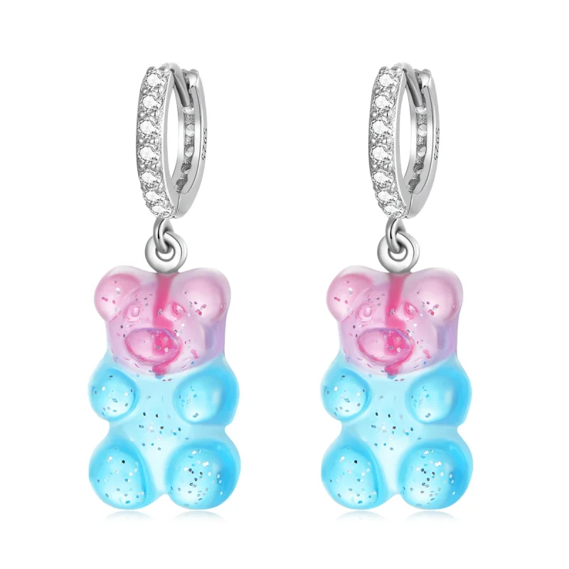 (imagem para) Pandora Style Candy Bear Hoop Earrings - SCE1388