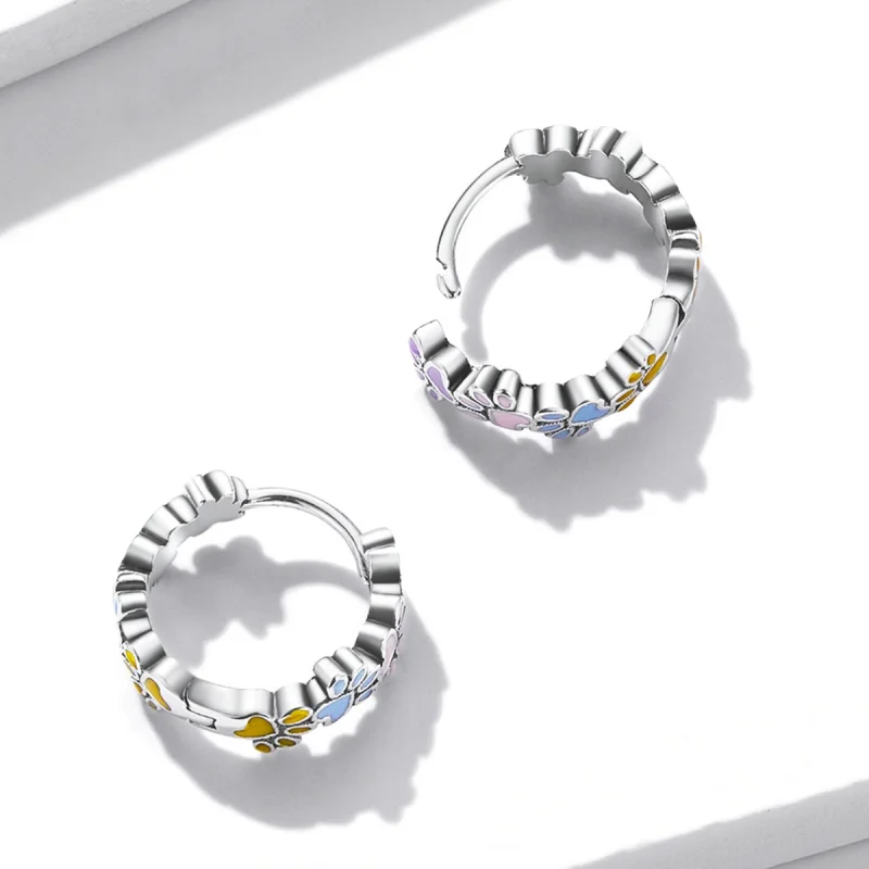 (imagem para) Pandora Style Colorful Claws Hoop Earrings - BSE580 - Visualizar 4