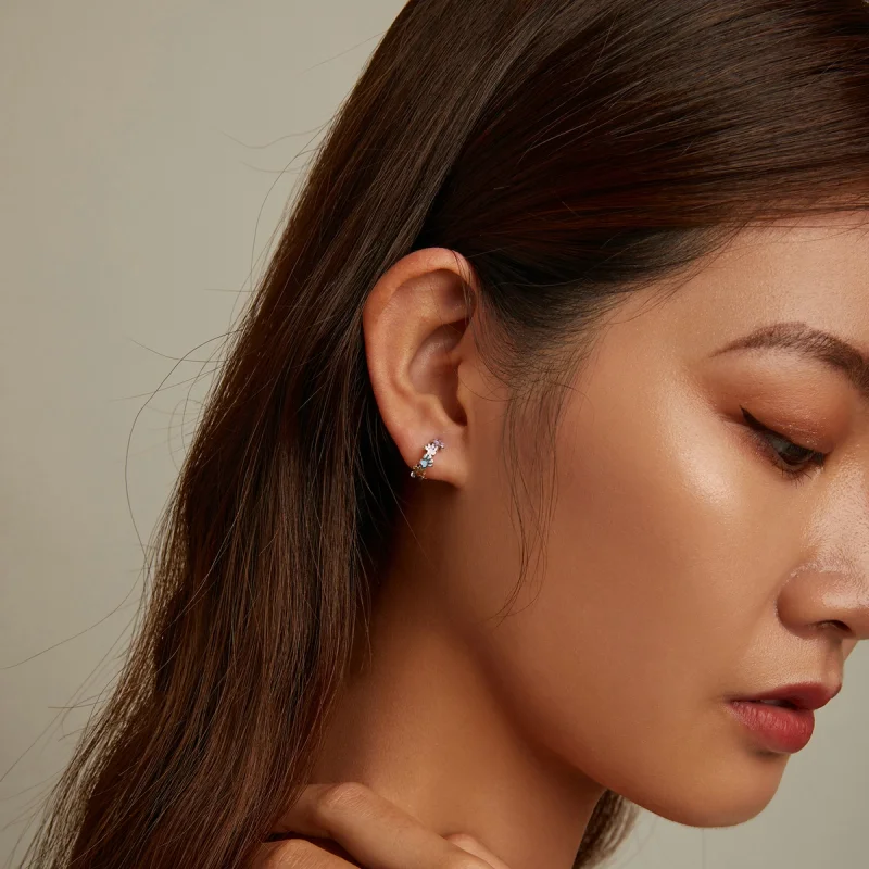 (imagem para) Pandora Style Colorful Claws Hoop Earrings - BSE580 - Visualizar 6