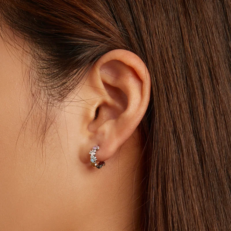 (imagem para) Pandora Style Colorful Claws Hoop Earrings - BSE580 - Visualizar 7