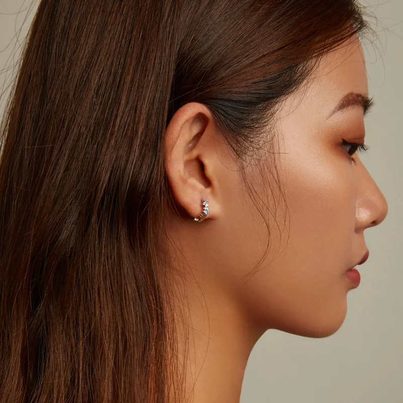 (imagem para) Pandora Style Colorful Claws Hoop Earrings - BSE580 - Visualizar 8