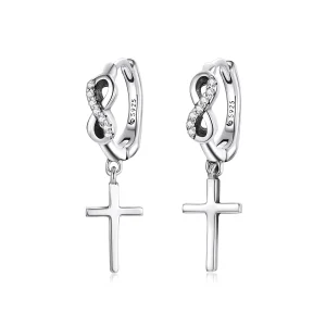 (imagem para) Pandora Style Creative Cross Hoop Earrings - BSE474