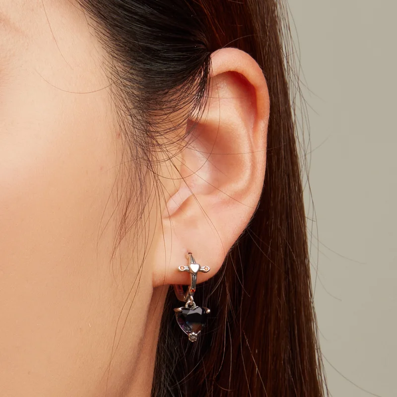 (imagem para) Pandora Style Cross Hoop Earrings - SCE1518 - Visualizar 6
