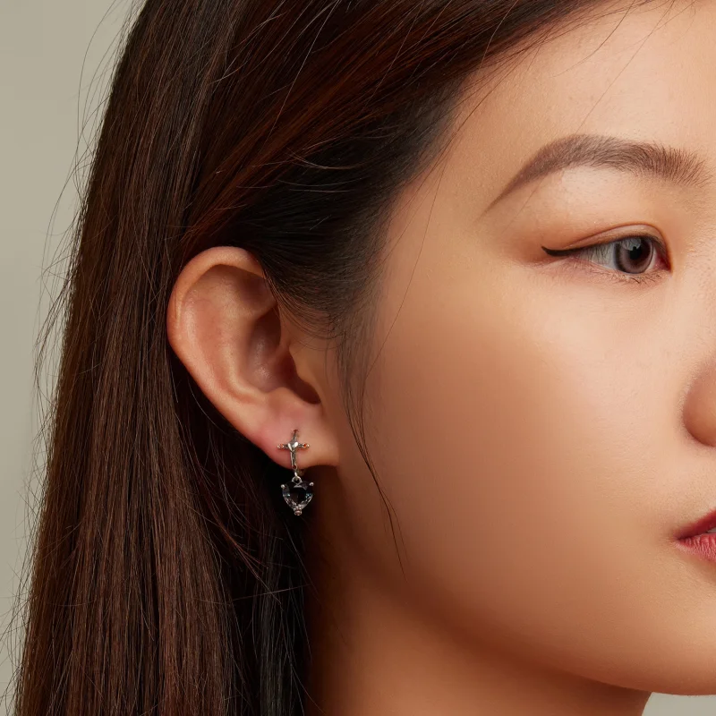 (imagem para) Pandora Style Cross Hoop Earrings - SCE1518 - Visualizar 7