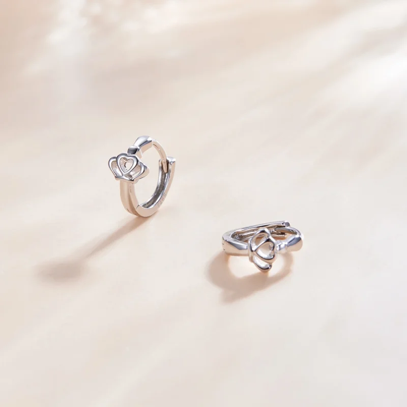 (imagem para) Pandora Style Crown Hoop Earrings - SCE1040 - Visualizar 4