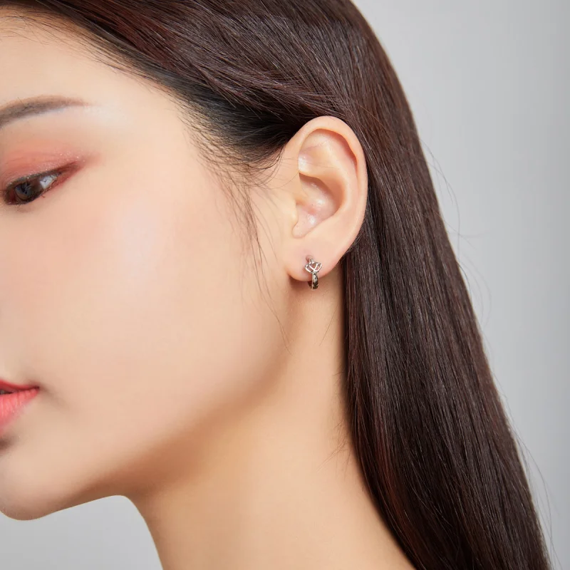 (imagem para) Pandora Style Crown Hoop Earrings - SCE1040 - Visualizar 6