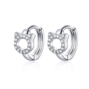 (imagem para) Pandora Style Cute Cat Hoop Earrings - BSE171