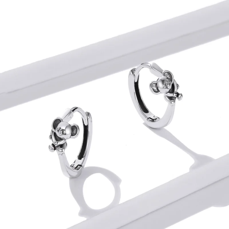 (imagem para) Pandora Style Cute Koala Hoop Earrings - BSE507 - Visualizar 4