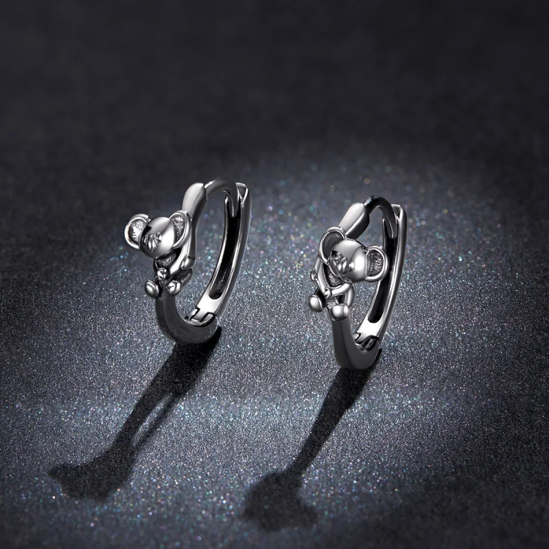 (imagem para) Pandora Style Cute Koala Hoop Earrings - BSE507 - Visualizar 5