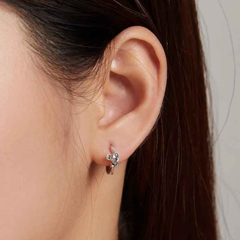 (imagem para) Pandora Style Cute Koala Hoop Earrings - BSE507 - Visualizar 6