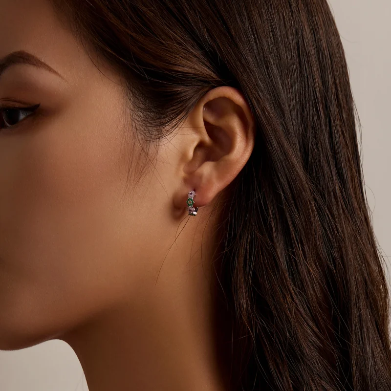 (imagem para) Pandora Style Delicate Flowers Hoop Earrings - SCE1320 - Visualizar 7