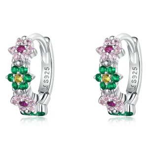 (imagem para) Pandora Style Delicate Flowers Hoop Earrings - SCE1320
