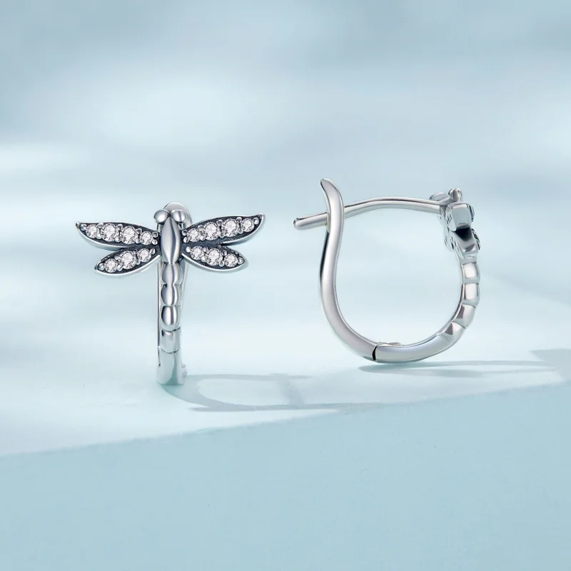 (imagem para) Pandora Style Dragonfly Hoop Earrings - SCE1511 - Visualizar 2
