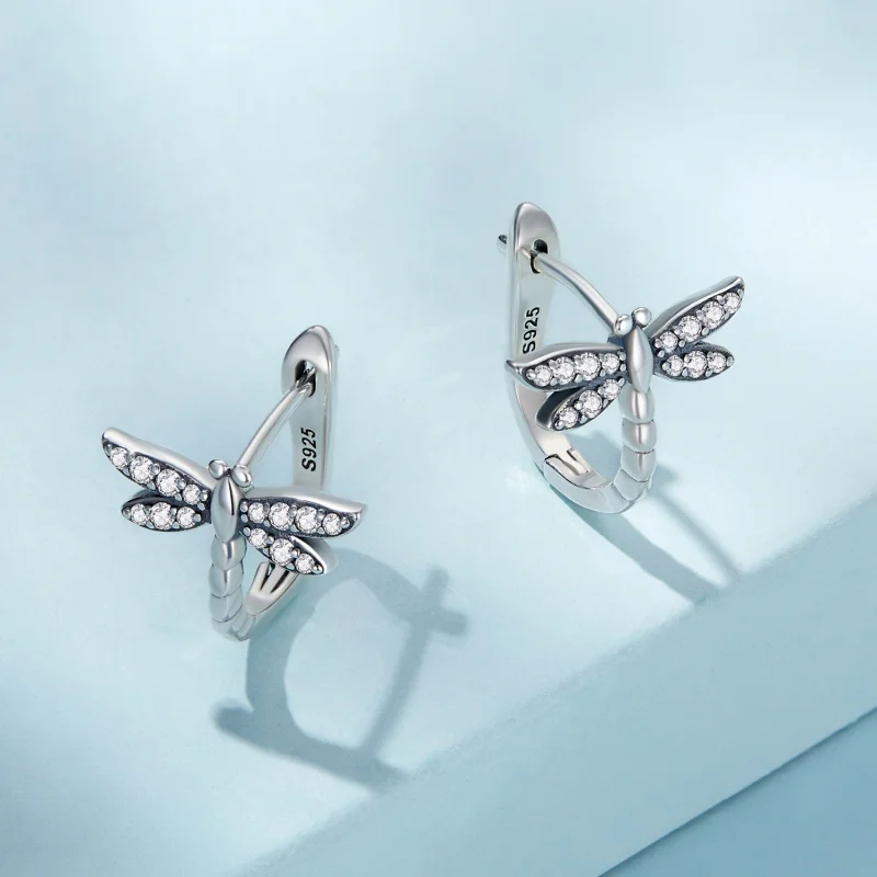 (imagem para) Pandora Style Dragonfly Hoop Earrings - SCE1511 - Visualizar 3