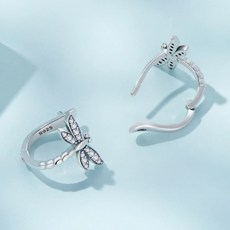 (imagem para) Pandora Style Dragonfly Hoop Earrings - SCE1511 - Visualizar 4